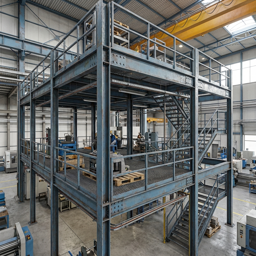 Estructura mezzanine industrial de tres niveles